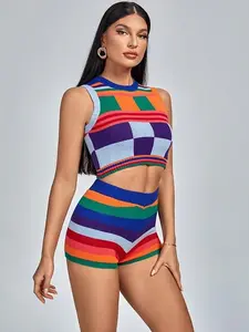 Multicolor Sleeveless Knitted Vest