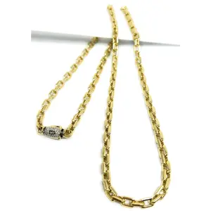 10k Solid Gold MONACO HERMES LINK CAVO WITH CZ LOCK 18-26 inch 5mm (SEMI-HOLLOW)