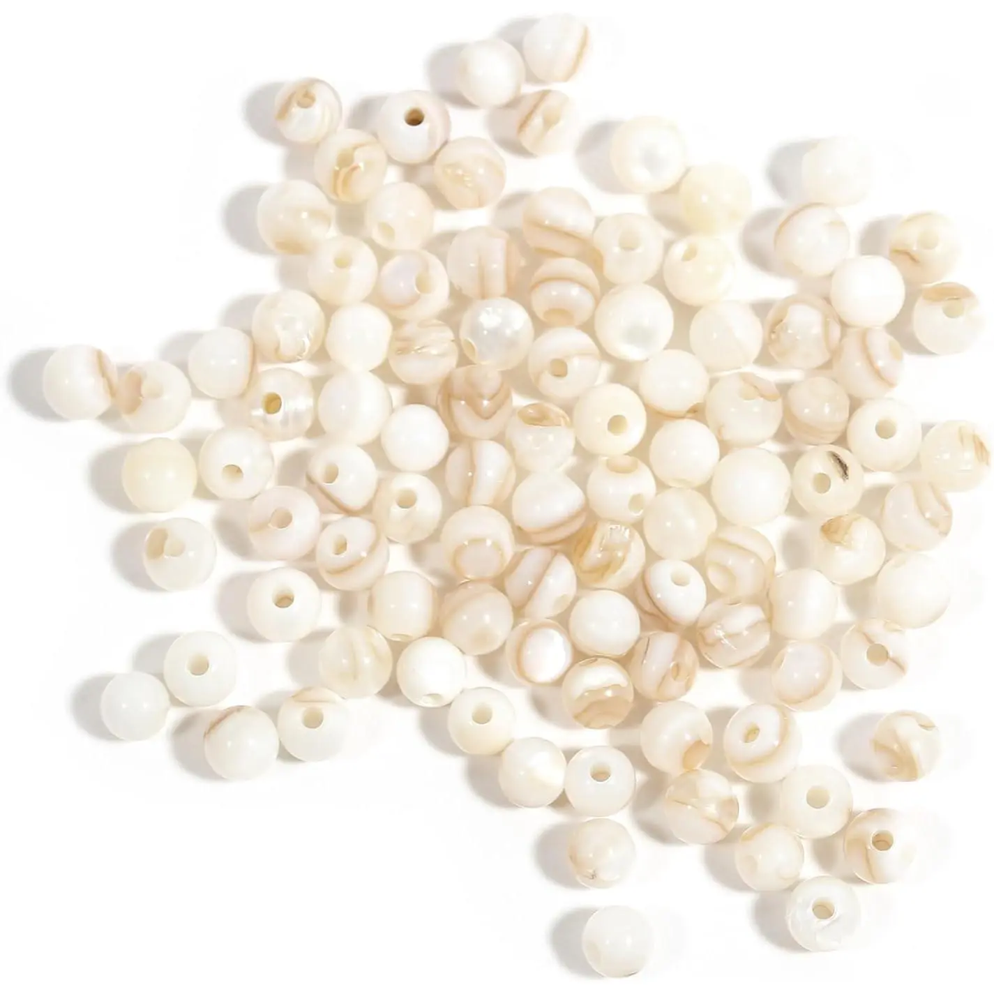 100 count 4mm  White Mother of  Shell Beads -  for Bracelets, Crafts &  Making