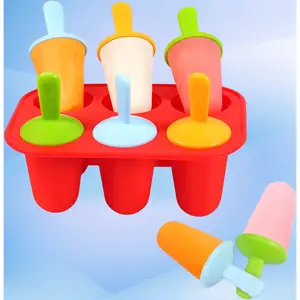 Silicone Popsicle Molds for Toddlers – 6-Cavity Non-BPA Small Ice Pop Mold with 6 Colorful Reusable Sticks, Easy-Release Red Mold for Kids