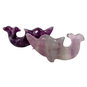IG Crystal 1 Count Purple Fluorite Dolphin Crystal Carving Healing Crystal Gem Reiki Healing Home Decor Crystal Jewelry Shop Pretty Crystals