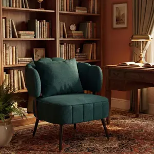 【Bellemave】Accent Chair with Pocket Coiled Seat, Corduroy Living Room Barrel Chair Comfy Modern Sofa Armchair for Small Space Bedroom Reading