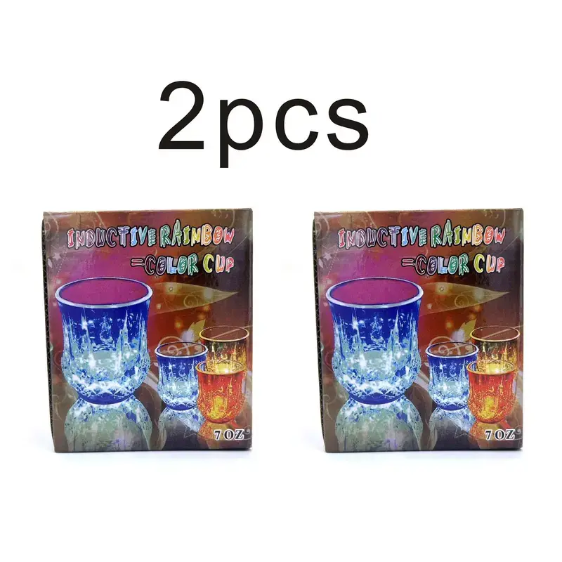 Water-Activated LED Glow Beverage Cups 2-Pack - Reusable Plastic Color-Changing Light-Up Tumblers for Parties, Night Events (Toys & Hobbies Classic Novelty Pretend Play)