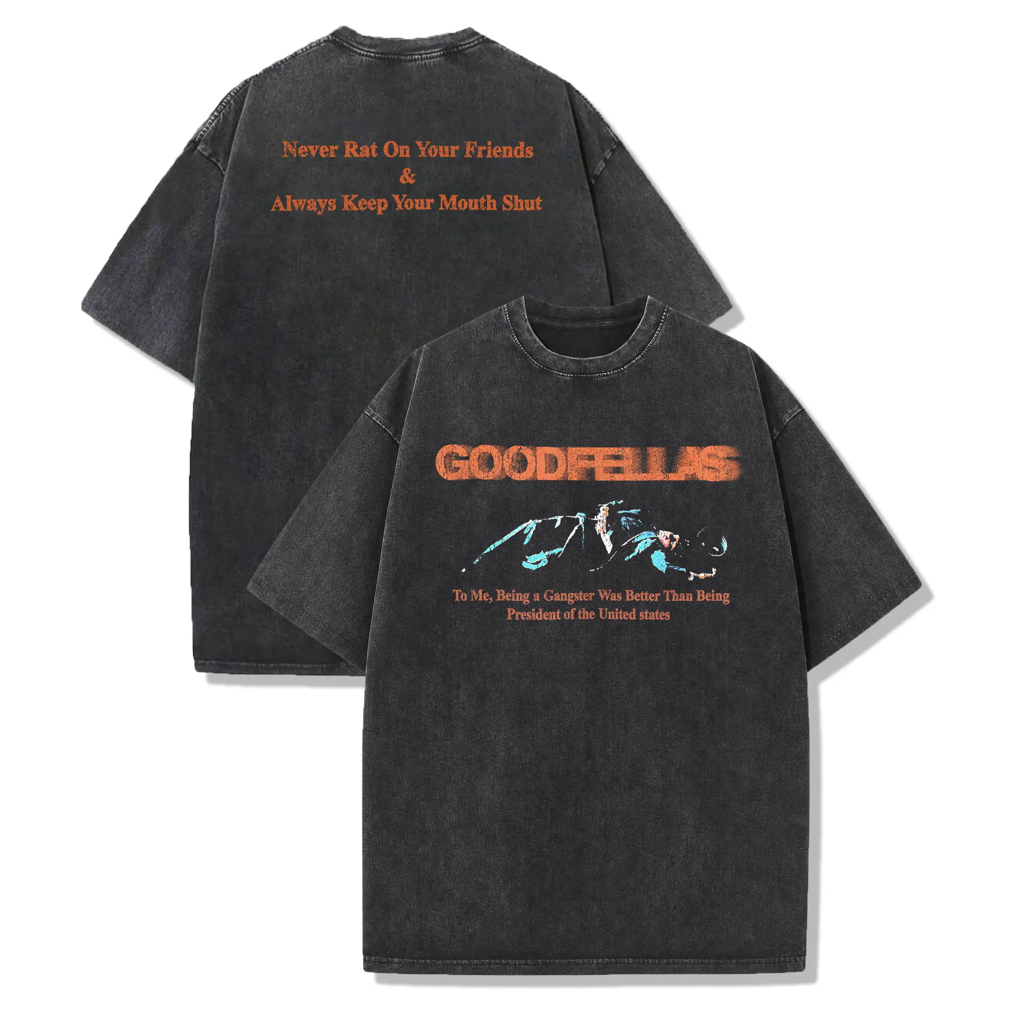 GOODFELLAS T-shirt, Unisex Vintage Crew Neck Regular Fit Cotton Fabric Casual Comfort Breathable Short Sleeve Funny graphic tee Fashion Men&Women's Top for Streetwear 070603
