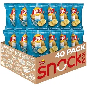 Lay's Salt & Vinegar Flavored Potato Chips 1 oz Bags 40 Count Crunchy Snack Perfect for On-the-Go Fun & Family Fun