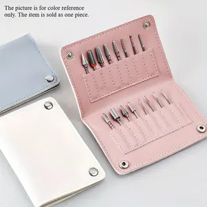 1pc Professional 16-Hole Nail Drill Bit Organizer - Pink Protective Case, Dust-Proof Makeup Tool Bag for Manicure Salon, Portable Nail Art Storage Holder, Nail Tech Accessories, Sleek Design, Quality Craftsmanship