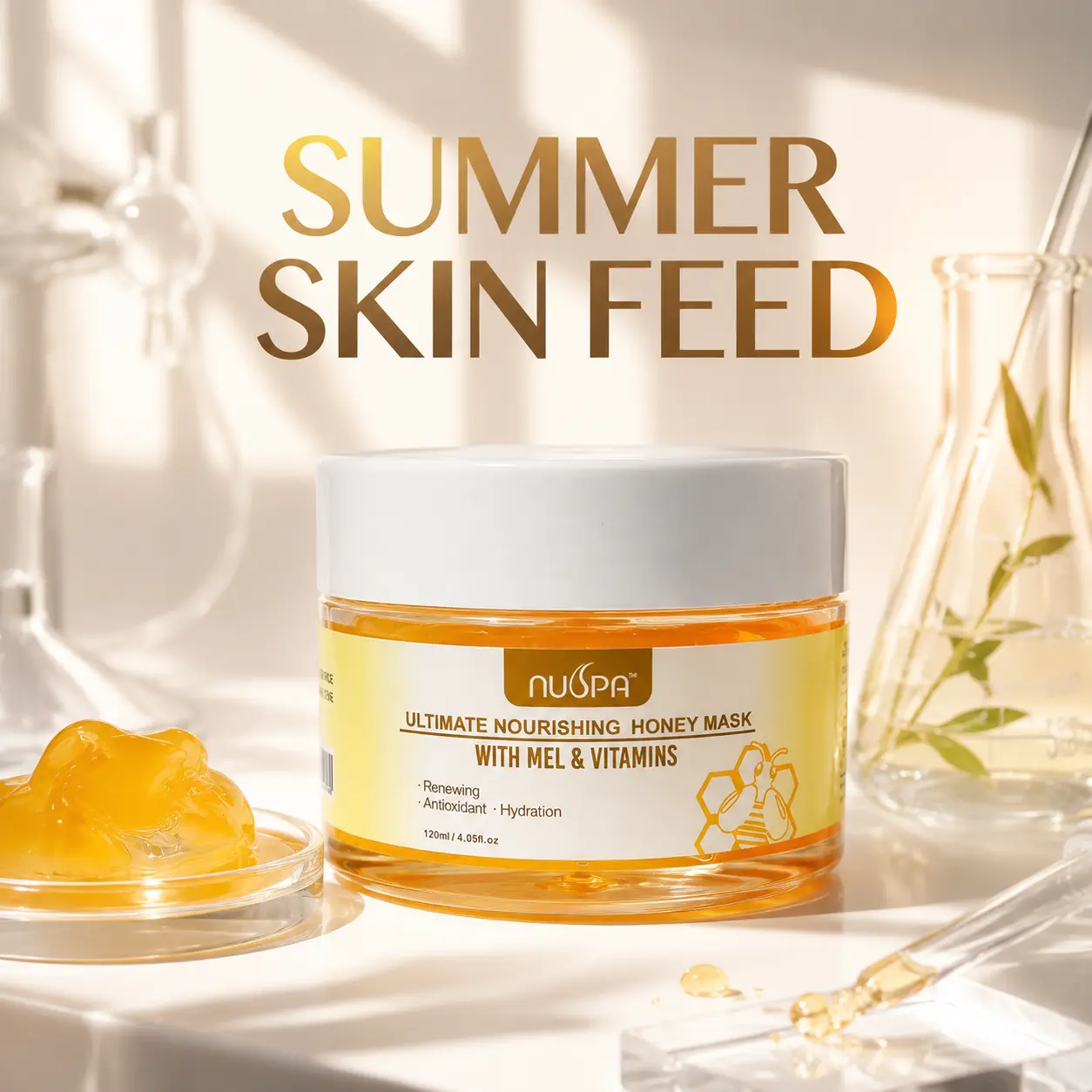 Ultimate Nourishing Honey Mask (120ml/4.05oz) — Self-Warming Massage Face Mask with Real Honey & Vitamins | Deep Hydration & Antioxidant Glow | Transforms Gel to Cream | Instant Supple Skin
