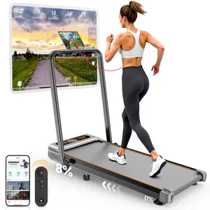 Trisomy 4-in-1 Silver Portable Walking Pad Treadmill with Incline, APP, Remote Control and APP, Low Noise for Home, Office and Indoor Exercise Equipment