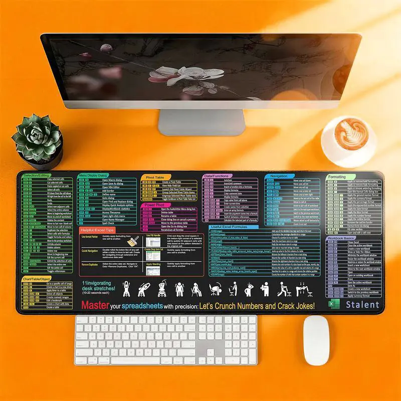 RGB Extended Gaming Mouse Pad Desk Accessory, 31.5"x11.8" with USB Hub, 13 RGB Lights Modes, Excel Shortcut Guide, Premium Texture Surface for Gamers/Office Use
