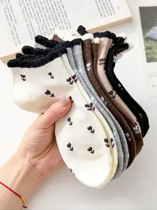 Women's Breathable Cute Flower Pattern Sports Casual Socks, Perfect for Daily Wear and Outdoor, All Seasons, Sizes 36-42