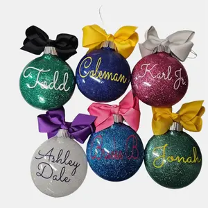 Personalized Glitter Name Christmas Ornaments Hanging Bulb Colorful Decoration Xmas Secret Santa Gift Box IncludedbyAmy's Bubbling Boutique