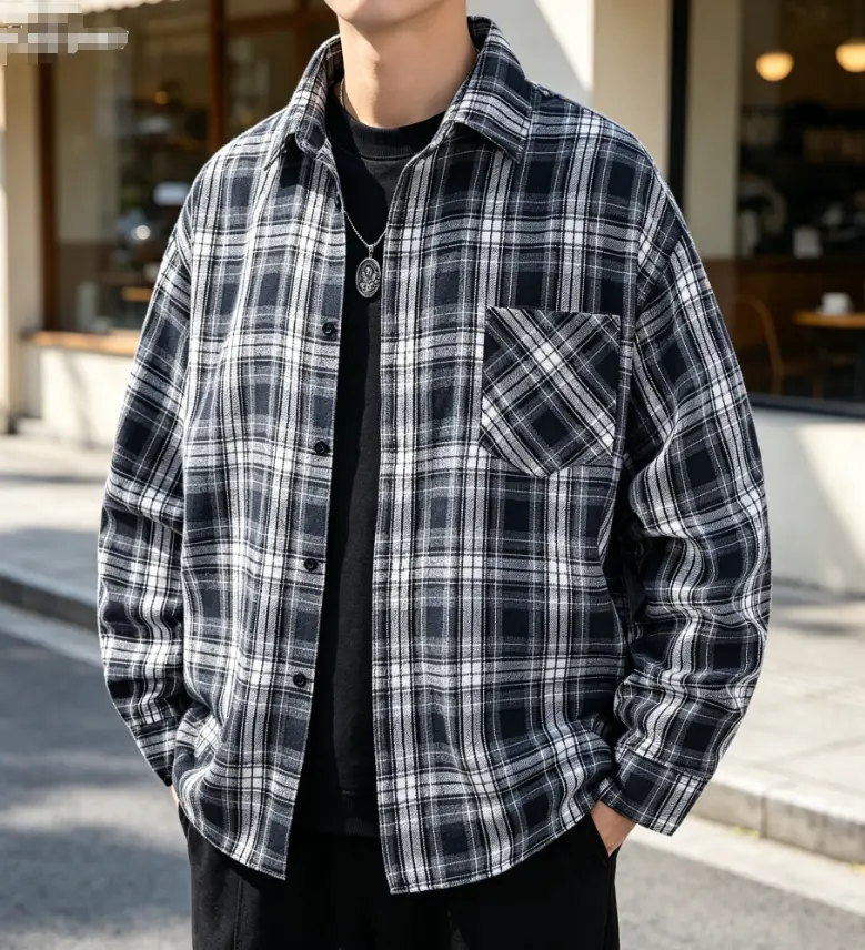 Men's Comfy Relaxed-Fit Short-Sleeve Polyester Plaid Casual Shirt - Fashion Soft Breathable Fabric, Preppy Menswear, All-Seasons Outdoors Sunny Day Wear, Classic Checked Design