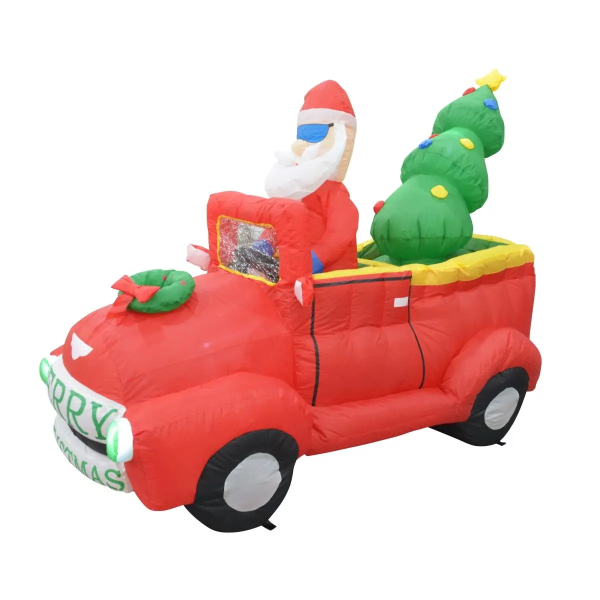 212 MAIN 7 ft (84in x 32in x 48in) Polyester Inflatable Weatherproof Santa Figure with ETL-Listed Truck, 101-250V 1A Adaptor, Lightweight Materials, Easy Setup - Holiday Indoor Festive Decor for Families, Ideal for Family Photo, 84 Inch X 32 Inch X 48 Inc