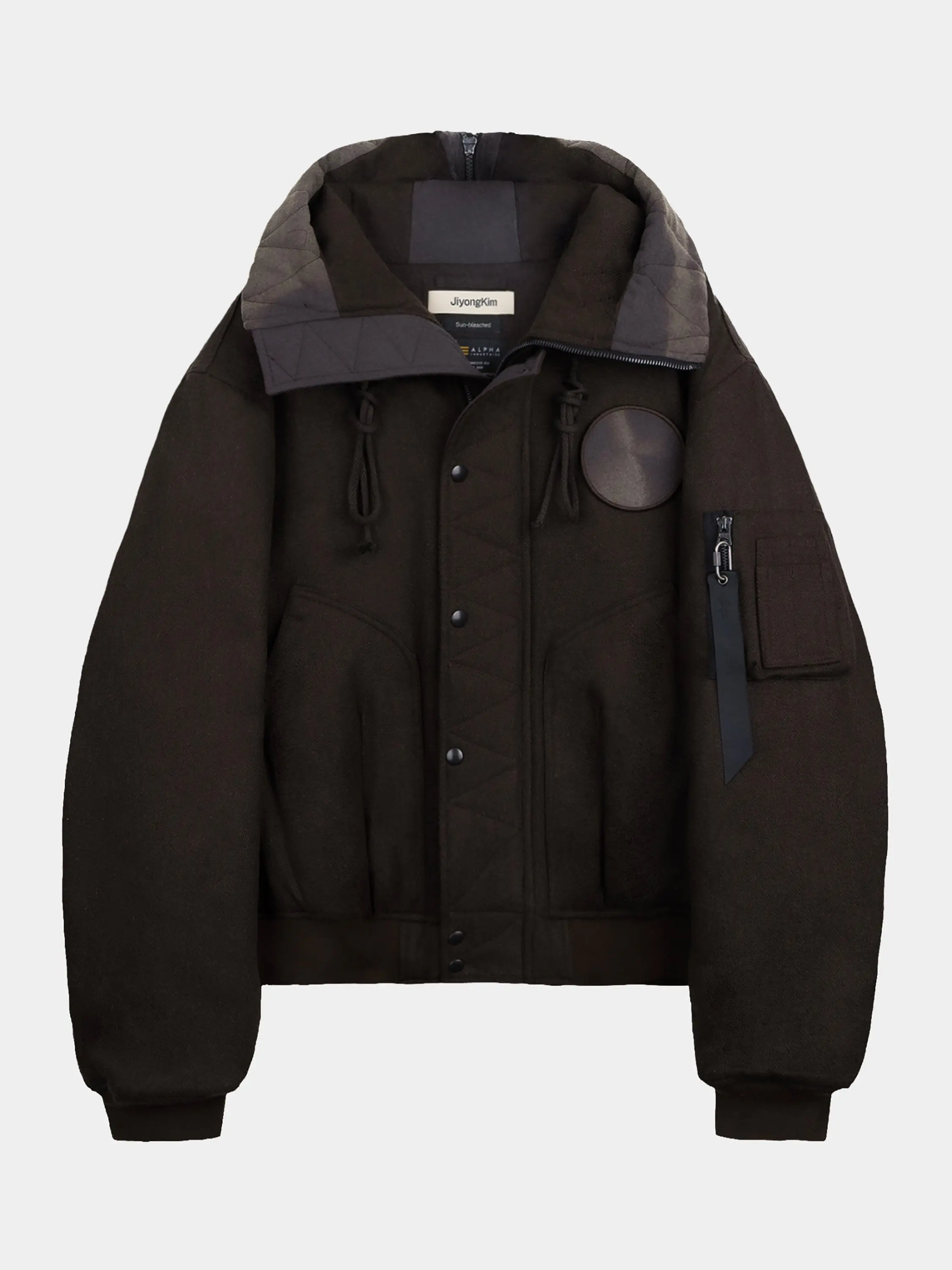 JIYONG KIM X ALPHA SUN-BLEACHED SPLIT-HOOD FLIGHT JACKET