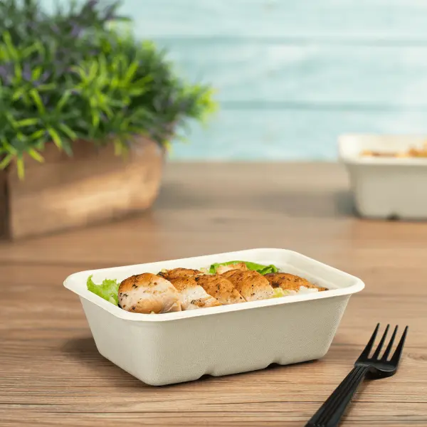 Karat Earth 20oz Natural Bagasse Take Out Container, Rectangular - 500 pcs Karat Earth 20oz Natural Bagasse Take Out Container, Rectangular - 500 pcs