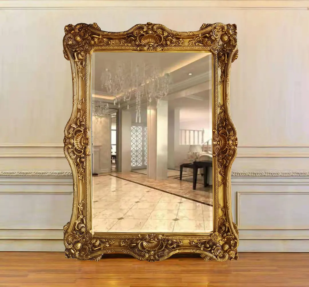 Ornate Full-Length Gold Mirror 90" Elegance Traditional Design for Home Decor