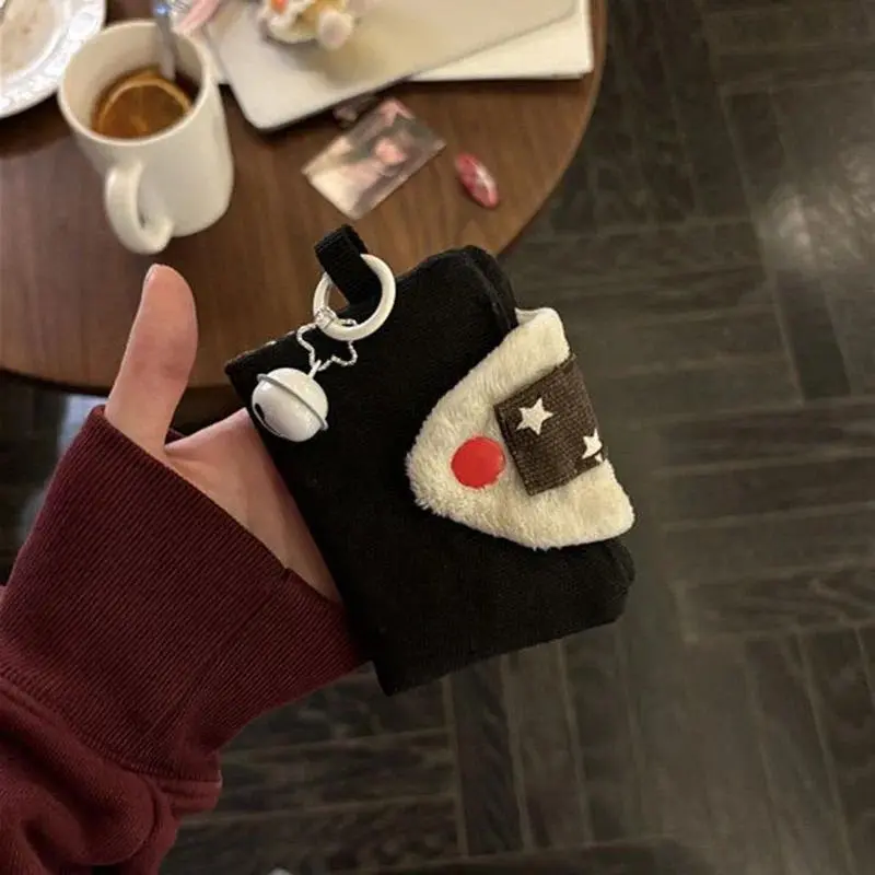 Cute Onigiri Canvas Card Holder, Portable All-in-One Coin Purse with ID Card Slot for Women Girls