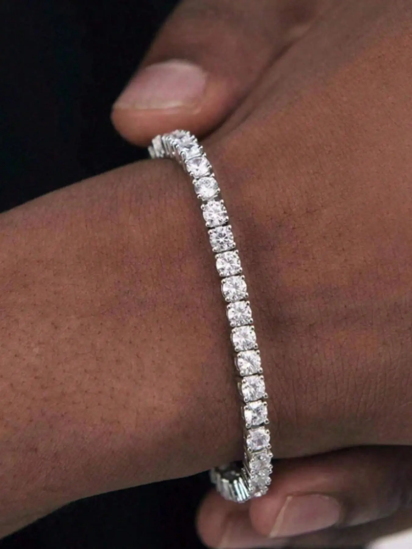 Shiny Unisex Chain Bracelet with Zircon Stones, Inspirational Bracelet, Fashion Bracelet, Hip-Hop Style Rhinestone Jewelry, Perfect for Daily Wear and Party Gifts