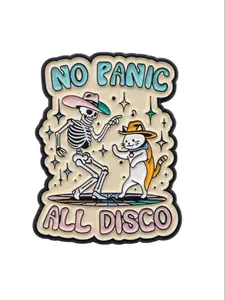 Skull Cat Dancing Brooch, Vintage Punk Pin, Halloween Party Fashion Accessory, Casual Style, All Seasons, Unique Design