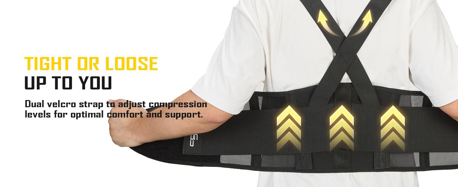 COOLJOB Expert Back Brace for Lower Back Pain Relief, Powerful Lumbar Support with 3D Foam Pad and Elastic Shoulder Strap, Breathable Adjustable Support Belt