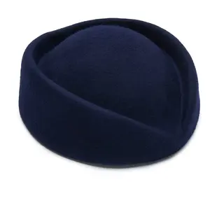 NAVY CONTOURED PILLBOX HAT