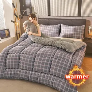 YHFYHF Cozy Long Plush Winter Duvet, Puffed Quilt, Double-Sided Soft Warm Comforter, Luxurious Bedding for Home and Dorm, Elegant Design for Bedroom, Perfect Holiday Gift