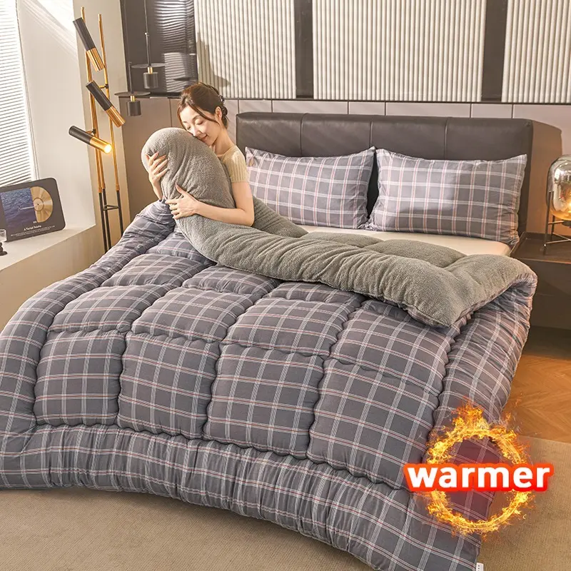 YHFYHF Cozy Long Plush Winter Duvet, Puffed Quilt, Double-Sided Soft Warm Comforter, Luxurious Bedding for Home and Dorm, Elegant Design for Bedroom, Perfect Holiday Gift