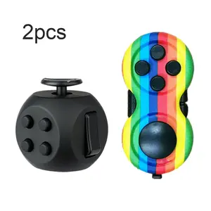 2pcs Fidget Toys Anti-Stress Fingertip Toys Decompression Relieve Dice for Autism Anxiety Relieve Relax Cube Toys