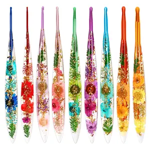 Transparent Multicolor Crochet Hook Set with Comfortable Handle, DIY Knitting Tools, Perfect Christmas Gift for Mom, 1pcs Floral Pattern, Crochet Items