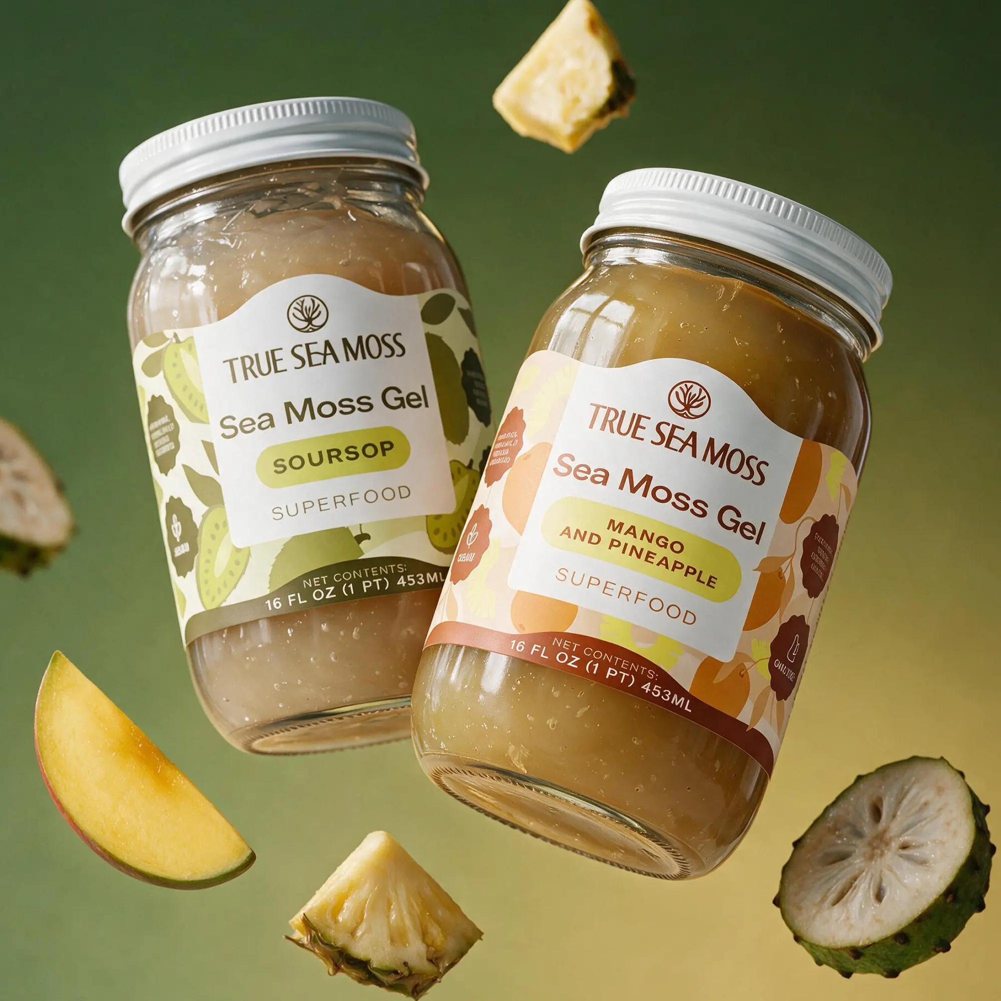 True Sea Moss Gel 2-Jar Bundle: Mango-Pineapple & Soursop – Rich in Essential Minerals & Vitamins – supports vitality True Sea Moss Gel 2-Jar Bundle: Mango-Pineapple & Soursop – Rich in Essential Minerals & Vitamins – supports vitality