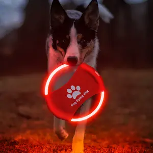 LED Rechargeable Pet Light-Up Frisbee Dog Training Toy Pet Dog Toy Frisbee