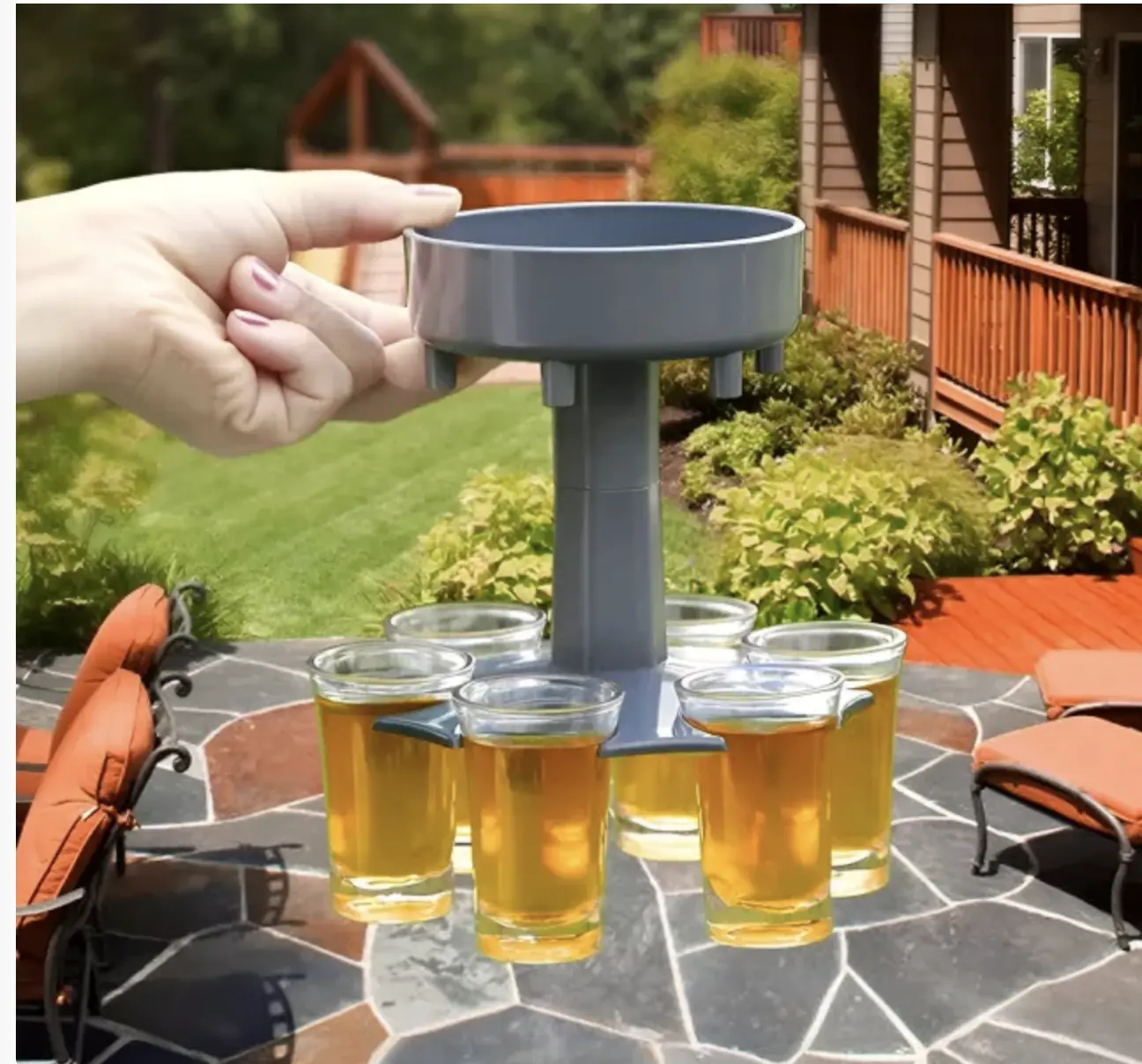 Automatic Liquor Dispenser with 6 Shot Glass Holders - Effortless Entertaining Quick Service for Any Occasion Durable ABS Plastic Fun Design for Whiskey Wine Beer Perfect for Parties Bars & Home Gatherings
