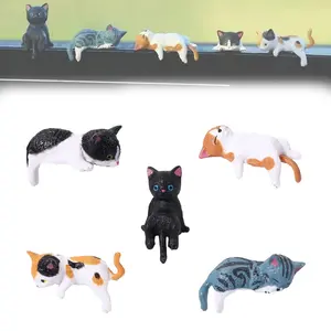 5PCS Mini Cute Cat Figurines, Resin-Decorated Cartoon Dolls, Realistic Animal Car Central Control Screen Decorations,Computer Edge, Desktop, Adorable Pet Collectibles, Cute Animal Design