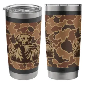 Vintage Waterfowl Hunting Camo Duck Tumbler 12oz 20oz 30oz Stainless Steel Cup with Lid, Camouflage Insulated Travel Mug, Outdoor Hunting Gift for Duck Hunters