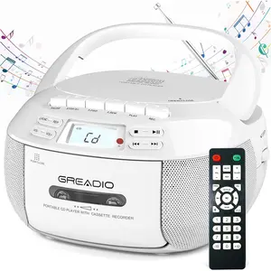 Player Boombox Cassette Player Combo with Bluetooth,AM/FM Radio,Stereo Sound with Remote Control,AUX/USB Drive,Tape Recording,AC/DC Powered,Headphone Jack,LCD Display for Home,Kids,Gift