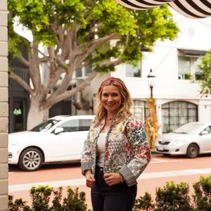 Santa Monica Jacket - white Cotton Floral Print Women's Reversible Button-Up Outerwear with Pockets Long Sleeve Casual