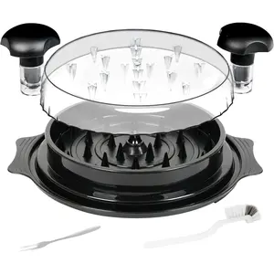 Chicken Shredder Tool - Large Twist Design with Brush & Fork, Visible Meat Shredder Machine,  Anti-Slip Handle