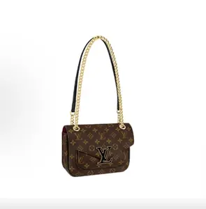 Pre-owned Louis Vuitton Passy Classic Monogram Coated Canvas & Cowhide Leather Trim Adjustable Strap Crossbody Shoulder Bag Women Brown Flap Square Bag Fashionable Bag