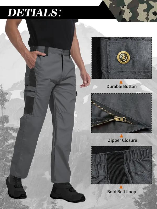 HOMUG Men's Solid Color Tactical Work Pants,230g/m² new fabric，with Multiple Pockets and Zipper Closures, Durable Outdoor Training Pants, Available in Multiple Colors, Fishing, outdoor activities, work, hiking, camping，Suitable for Spring and Autumn Wear.