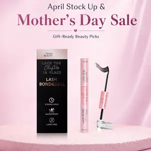 VEYESBEAUTY Lash Bond & Seal - Black 10ml Waterproof 2 in 1 Cluster Lash Glue for Eyelash Extensions Long Lasting Strong Hold Individual Makeup Cosmetic