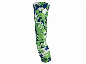 Digital Camo Compression Arm Sleeve (Blue & Lime Green) - Youth & Adult Sizes, UV Protection - for Sports, Gym, Baseball