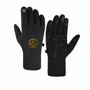 1 pair with FreemasonryGolden Masonic Emblem Masonic Ordermal Event Sophiswinter gloves Winter Thermal Gloves Touch Screen Breathable Winter Activities for Men Women Cozy Christmas gifts Modern Premium Quality