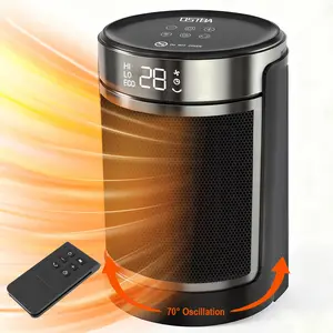 OSTBA Space Heater, 1500W Electric Heater with Thermostat, 70° Oscillation, Remote & 24H Timer, Tip-Over/Overheat Protection, Child Lock, Portable Heater for Bedroom Office Indoor Use, ETL Listed Ceramic