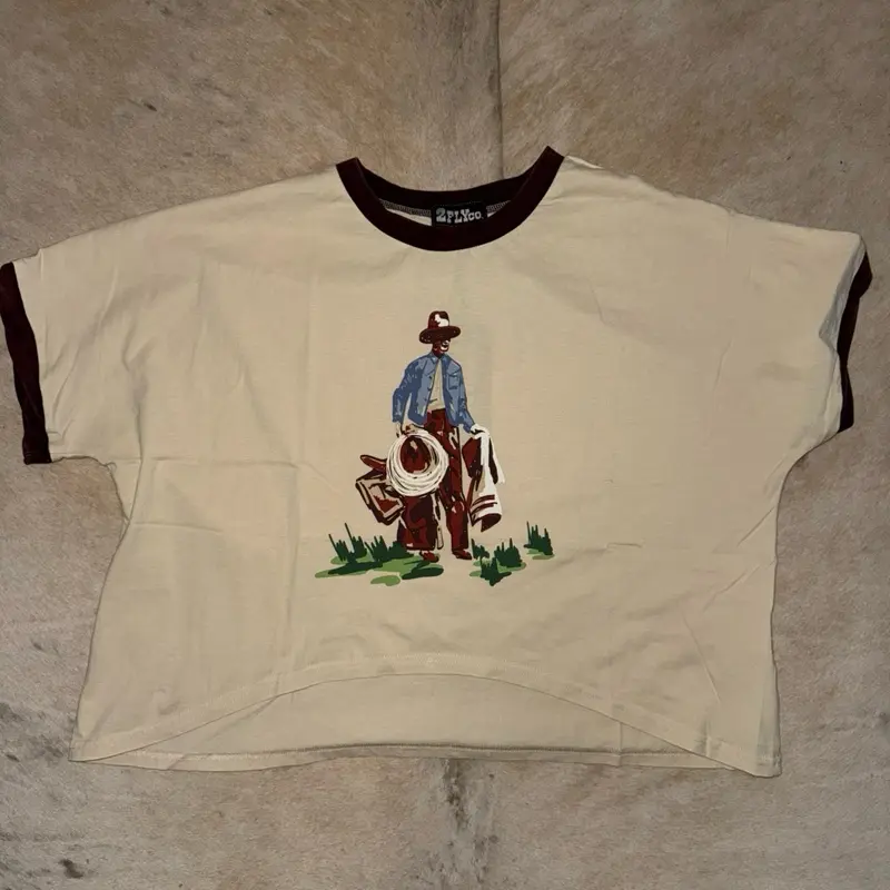 High Hat Cowboy Crop Tee (Sizing runs S/M, L/XL,   2X/3X