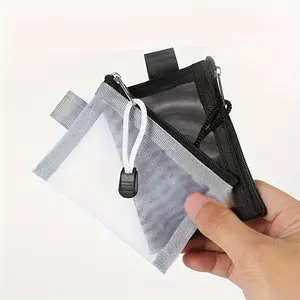 2pcs Mini Mesh Coin Purse, Zipper Portable Clutch Wallet, Versatile Simple Storage Bag, for Boys Girls Small Card Bag, Travel Card Holder, Transparent Card Holder