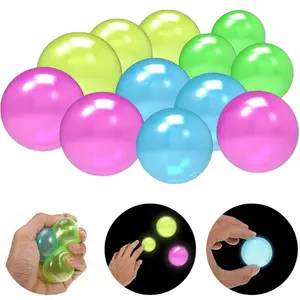 Random Color Luminous Stress Relief Ball, Soft Ball Design, 8 Counts Glow in The Dark Ceiling Ball, Sticky Ball Toy for Kids & Adults, Party Favors
