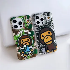 Monkey Camouflage Pattern Phone Case Streetwear Shockproof Cover Compatible with iPhone 11-17 Pro Max/Plus and Samsung Galaxy S23-25