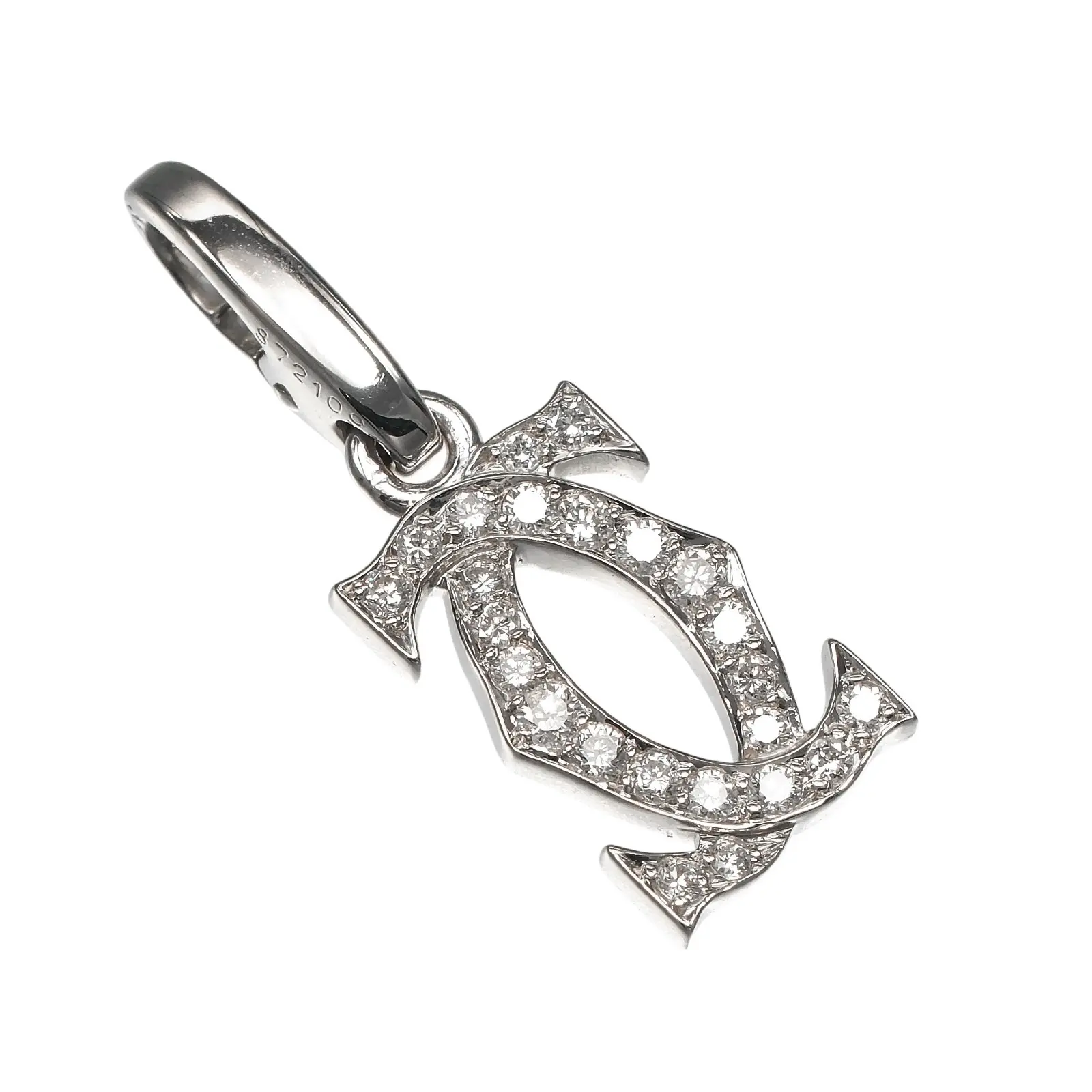 Pre-owned Cartier 18K White Gold (Au750) Small Leather Goods 2C Charm Au750 Diamond Pendant