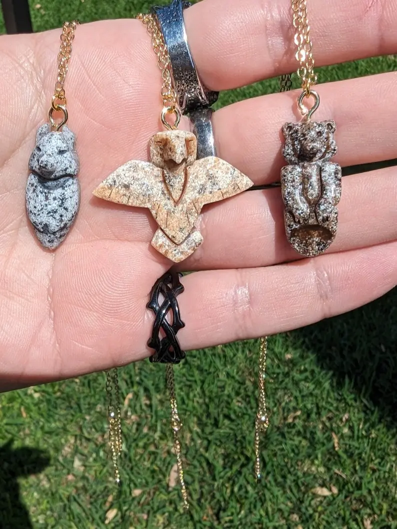 Mini Brother Bear Totem Pendant Necklace Prop Replica Animal Spirit Totem Bear, Wolf, Eagle