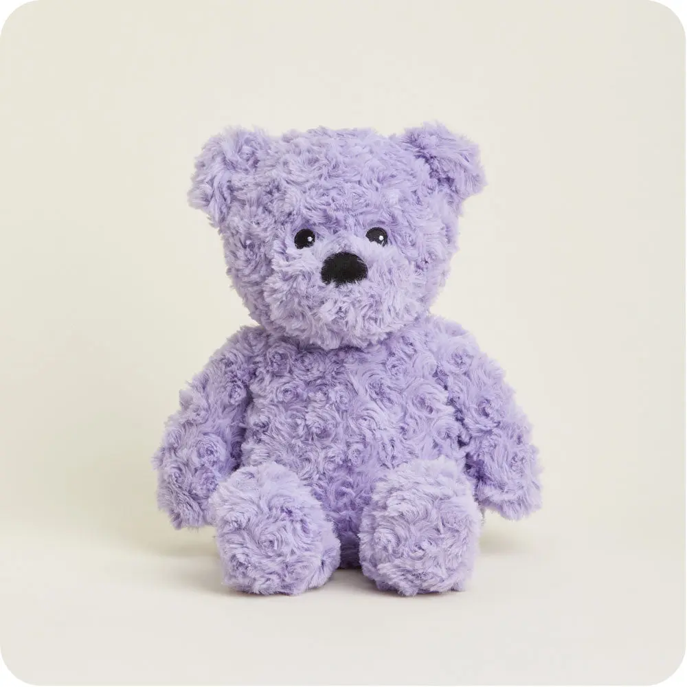 Purple Curly Bear Warmies - Weighted Stuffed Animal, Heatable, Chillable